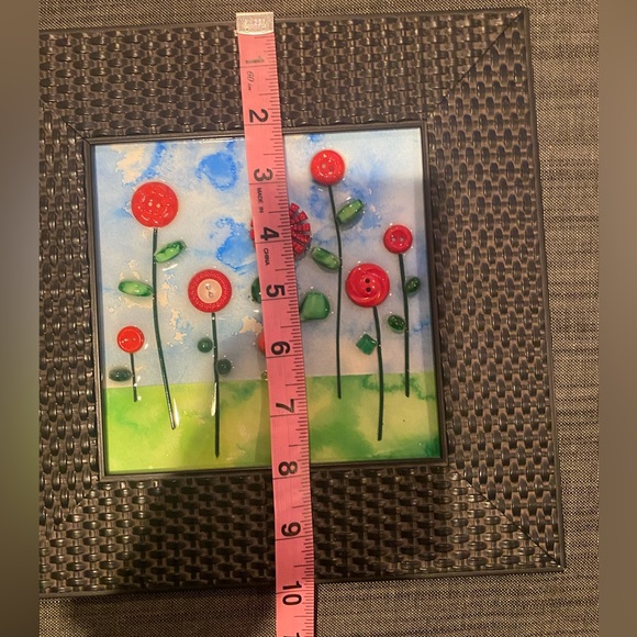 Kim Amati Original Button Flower Garden Mixed Media‎ Framed Art - Picture 5 of 6